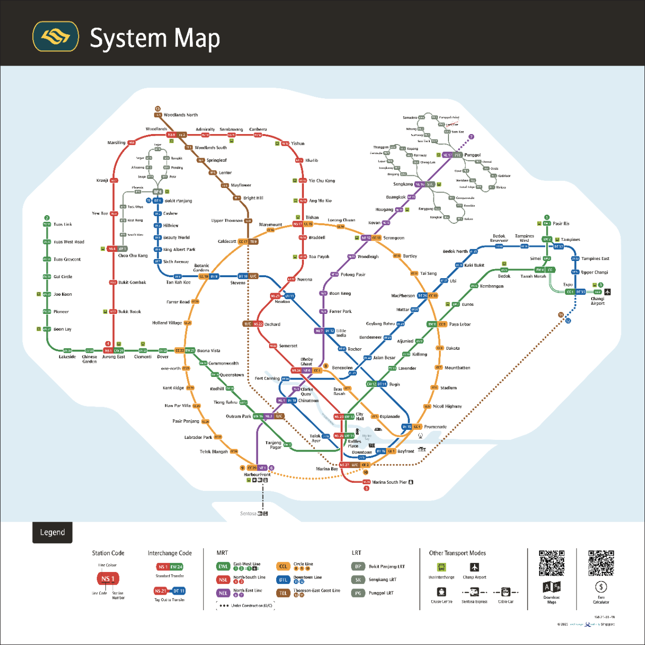 detailed map of Singapore MRT