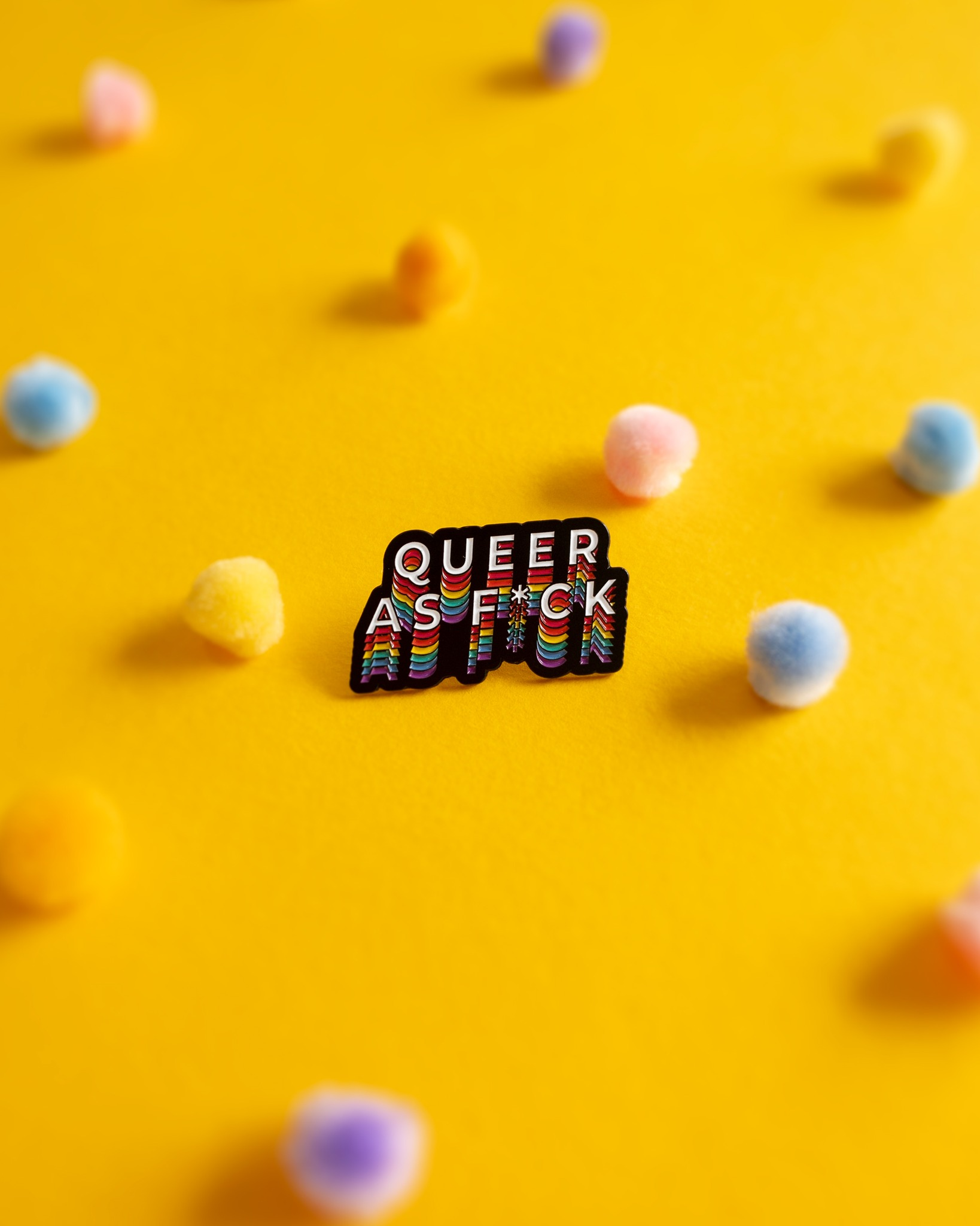 queer as f*ck enamel pin