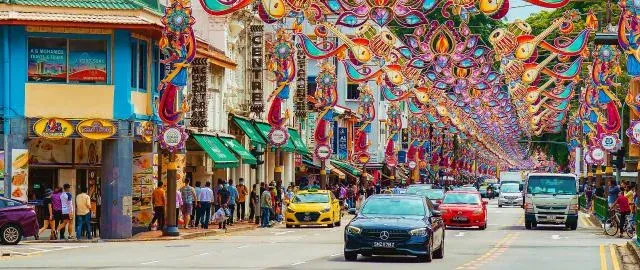 Restored shophouses in the Jalan Besar and Little India area of central Singapore