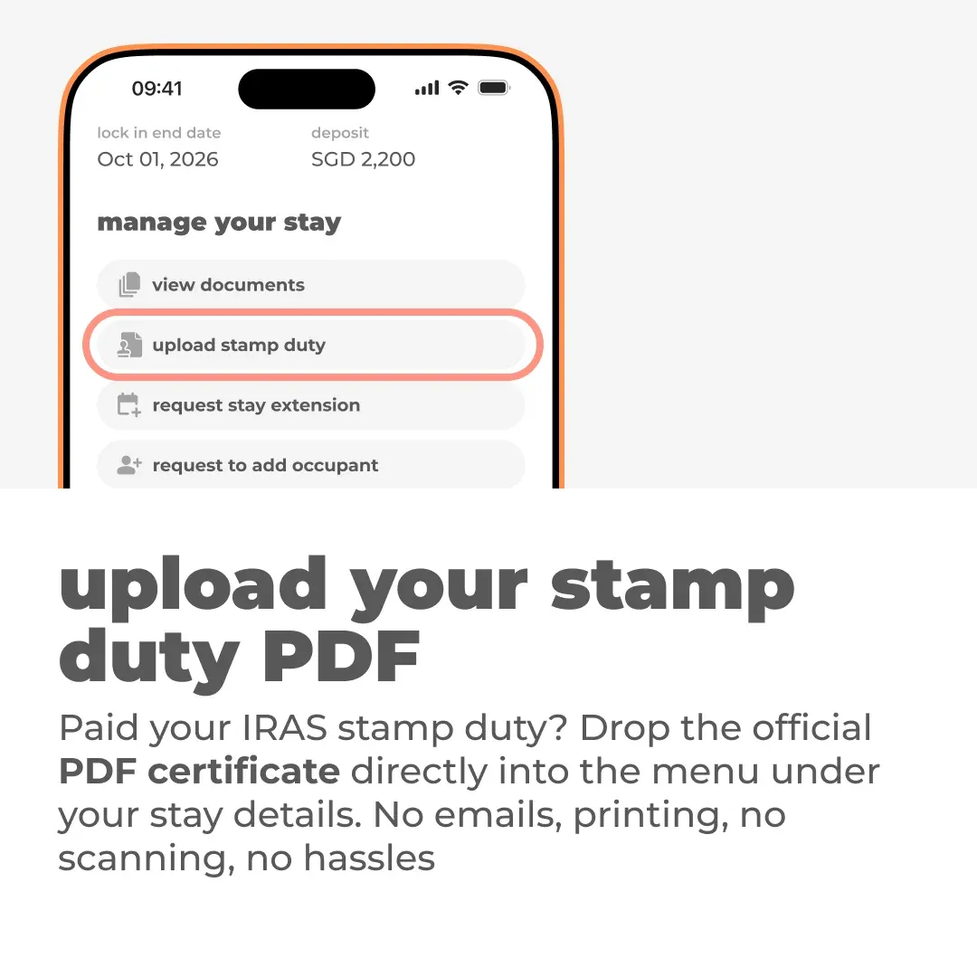 Upload your IRAS stamp duty PDF directly in the Cove app