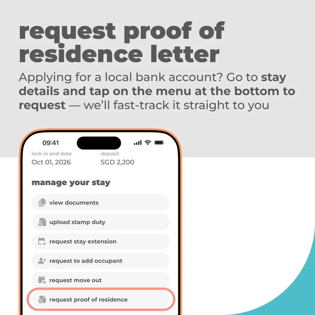 Request a proof of residence letter in the Cove app