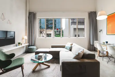 Living room at Base Residences HK Street